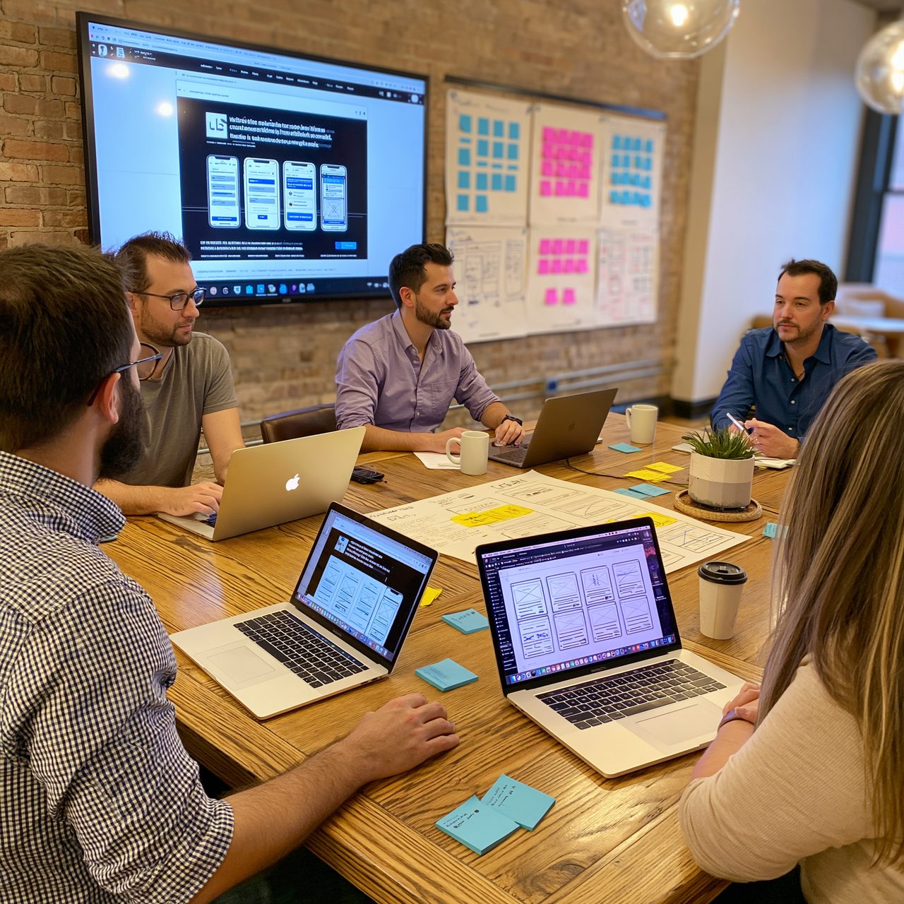 The Dynacorpworld team reviewing a product design together